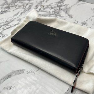 CHRISTIAN LOUBOUTIN LONG BLACK LEATHER WALLET